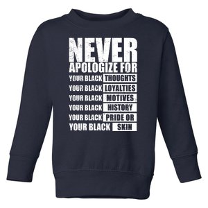 Never Apologize For Your Black Thoughts Black History Month Toddler Sweatshirt