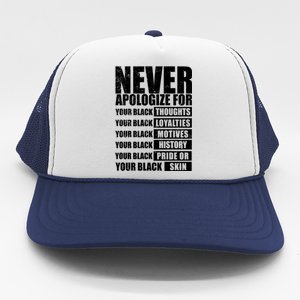 Never Apologize For Your Black Thoughts Black History Month Trucker Hat