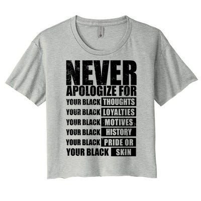 Never Apologize For Your Black Thoughts Black History Month Women's Crop Top Tee