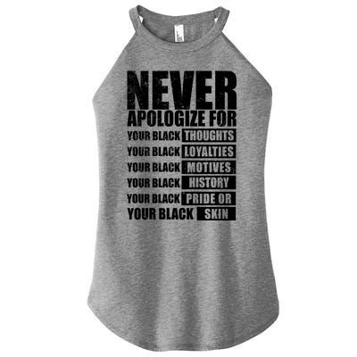 Never Apologize For Your Black Thoughts Black History Month Women’s Perfect Tri Rocker Tank