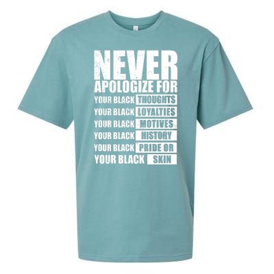 Never Apologize For Your Black Thoughts Black History Month Sueded Cloud Jersey T-Shirt