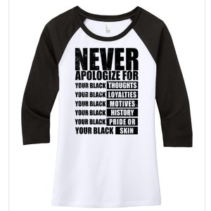 Never Apologize For Your Black Thoughts Black History Month Women's Tri-Blend 3/4-Sleeve Raglan Shirt