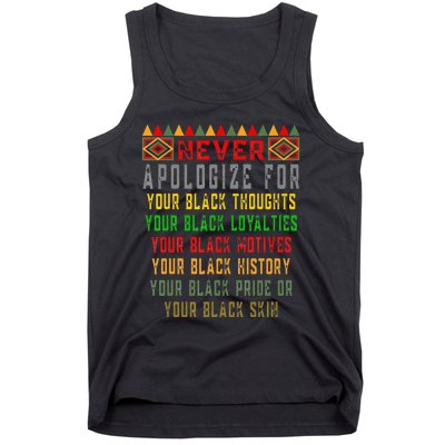 Never Apologize For Your Black History Month Pride African Tank Top