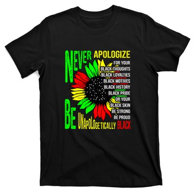 Never Apologize For Your Black Thoughts For Black History Month T-Shirt