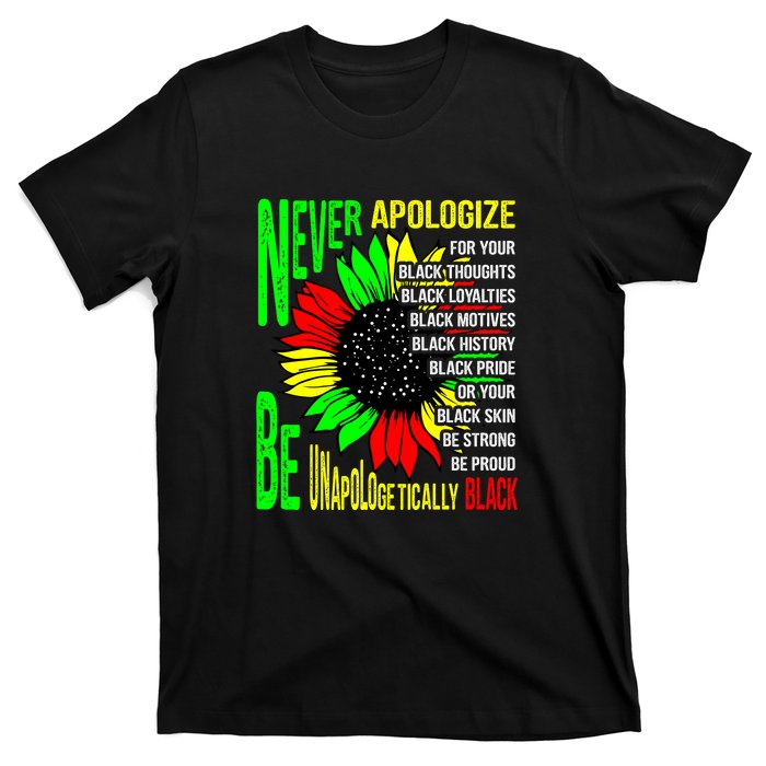 Never Apologize For Your Black Thoughts For Black History Month T-Shirt