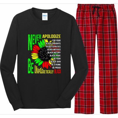 Never Apologize For Your Black Thoughts For Black History Month Long Sleeve Pajama Set