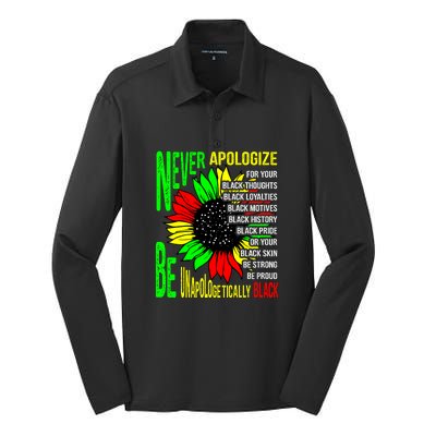 Never Apologize For Your Black Thoughts For Black History Month Silk Touch Performance Long Sleeve Polo