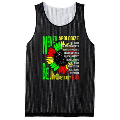 Never Apologize For Your Black Thoughts For Black History Month Mesh Reversible Basketball Jersey Tank