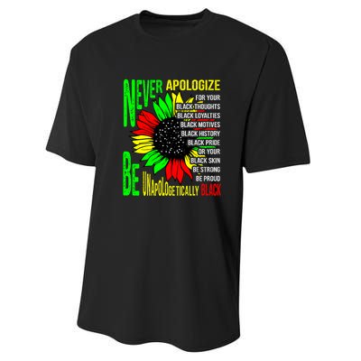 Never Apologize For Your Black Thoughts For Black History Month Performance Sprint T-Shirt