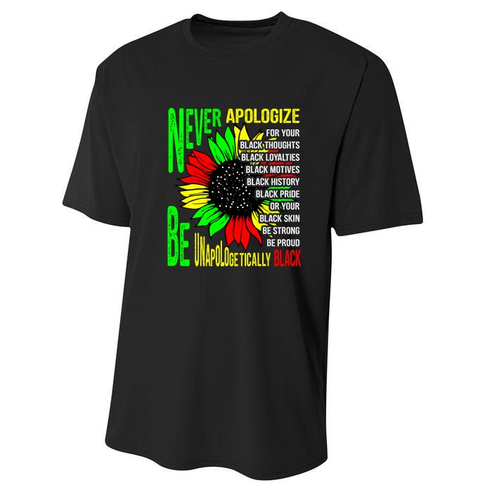 Never Apologize For Your Black Thoughts For Black History Month Performance Sprint T-Shirt