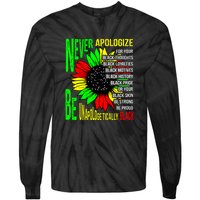 Never Apologize For Your Black Thoughts For Black History Month Tie-Dye Long Sleeve Shirt