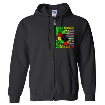 Never Apologize For Your Black Thoughts For Black History Month Full Zip Hoodie