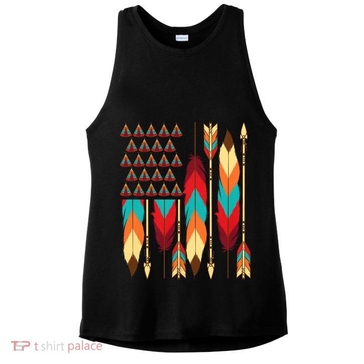 Native American Flag - Pride Month Indigenous People Veteran Ladies PosiCharge Tri-Blend Wicking Tank