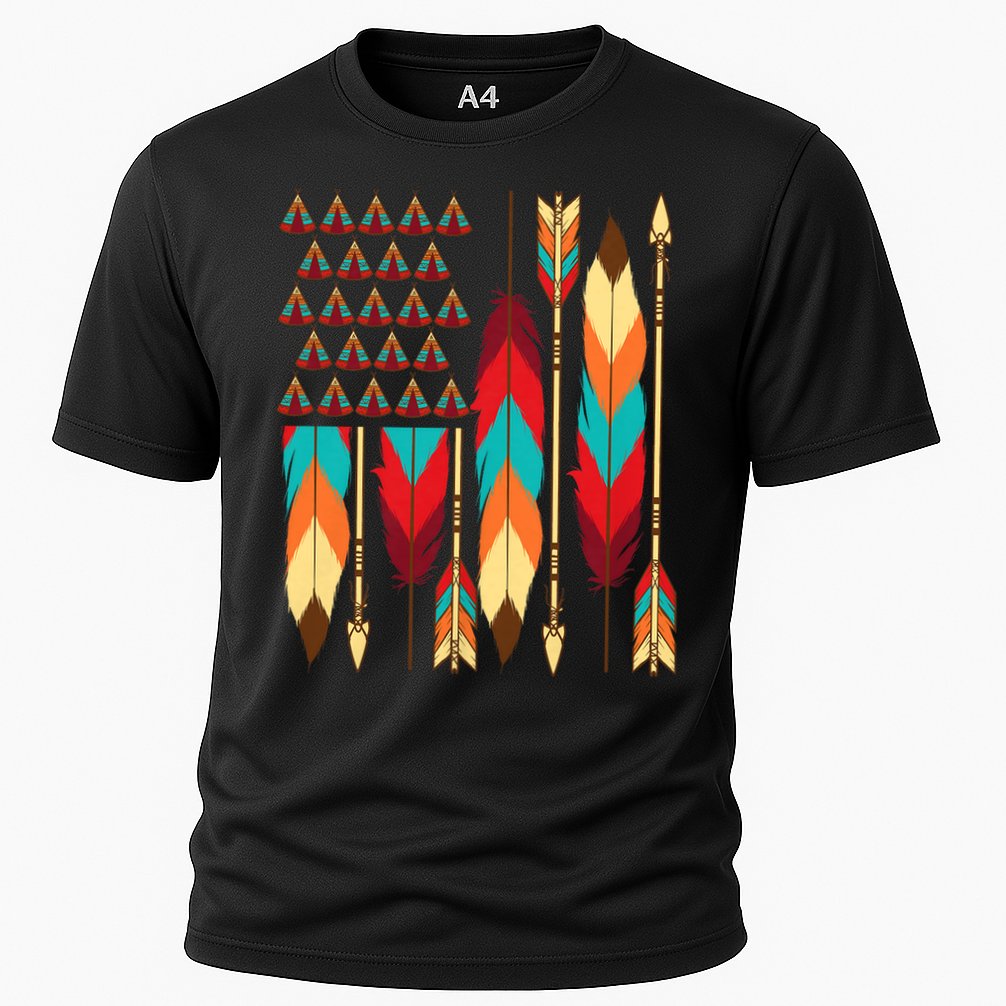 Native American Flag - Pride Month Indigenous People Veteran Cooling Performance Crew T-Shirt