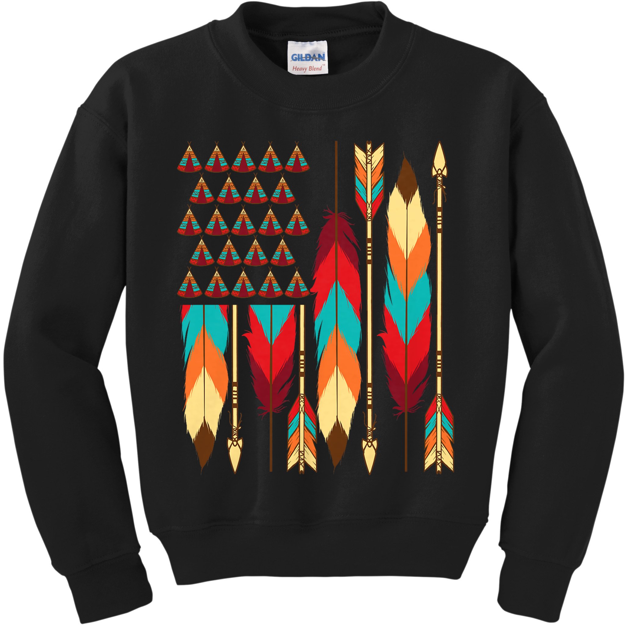 Native American Flag - Pride Month Indigenous People Veteran Kids Sweatshirt