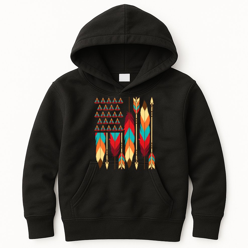 Native American Flag - Pride Month Indigenous People Veteran Kids Hoodie