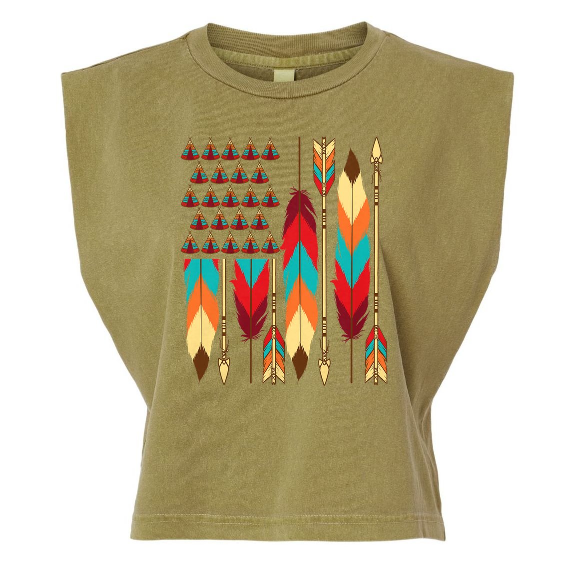 Native American Flag - Pride Month Indigenous People Veteran Garment-Dyed Women's Muscle Tee
