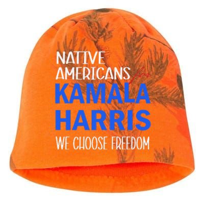 Native Americans For Kamala Harris 2024 We Choose Freedom Kati - Camo Knit Beanie