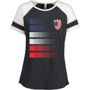 National America Flag American Soccer USA Jersey Fan Team Enza Ladies Jersey Colorblock Tee