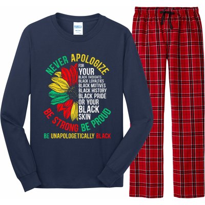 Never Apologize For Your Blackness Black History Juneteenth Long Sleeve Pajama Set