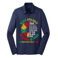 Never Apologize For Your Blackness Black History Juneteenth Silk Touch Performance Long Sleeve Polo