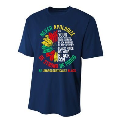 Never Apologize For Your Blackness Black History Juneteenth Performance Sprint T-Shirt