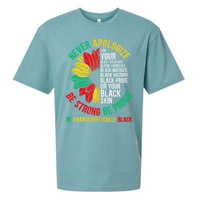 Never Apologize For Your Blackness Black History Juneteenth Sueded Cloud Jersey T-Shirt