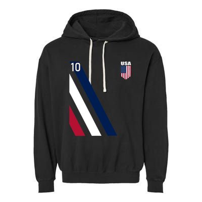 National American Flag Soccer USA Jersey Fan 10 Football USA Garment-Dyed Fleece Hoodie