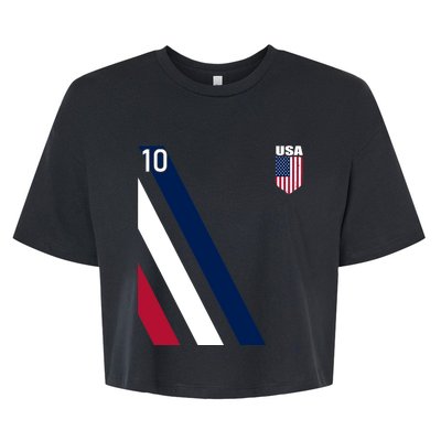 National American Flag Soccer USA Jersey Fan 10 Football USA Bella+Canvas Jersey Crop Tee