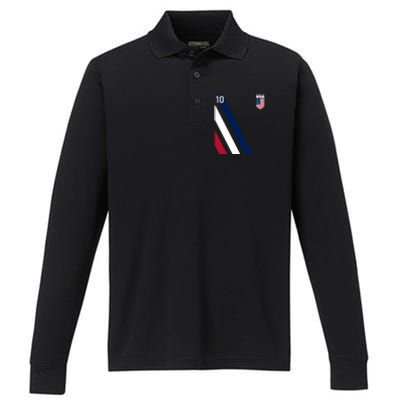 National American Flag Soccer USA Jersey Fan 10 Football USA Performance Long Sleeve Polo