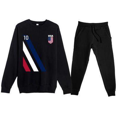 National American Flag Soccer USA Jersey Fan 10 Football USA Premium Crewneck Sweatsuit Set