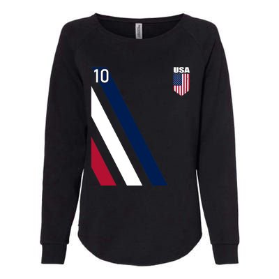 National American Flag Soccer USA Jersey Fan 10 Football USA Womens California Wash Sweatshirt