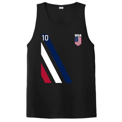 National American Flag Soccer USA Jersey Fan 10 Football USA PosiCharge Competitor Tank