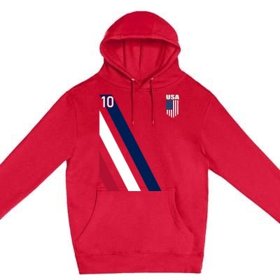 National American Flag Soccer USA Jersey Fan 10 Football USA Premium Pullover Hoodie