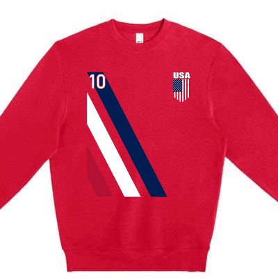 National American Flag Soccer USA Jersey Fan 10 Football USA Premium Crewneck Sweatshirt