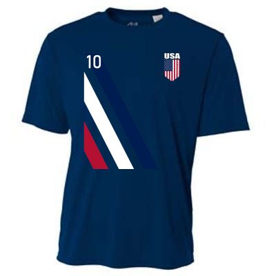 National American Flag Soccer USA Jersey Fan 10 Football USA Cooling Performance Crew T-Shirt