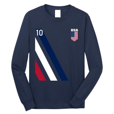 National American Flag Soccer USA Jersey Fan 10 Football USA Long Sleeve Shirt