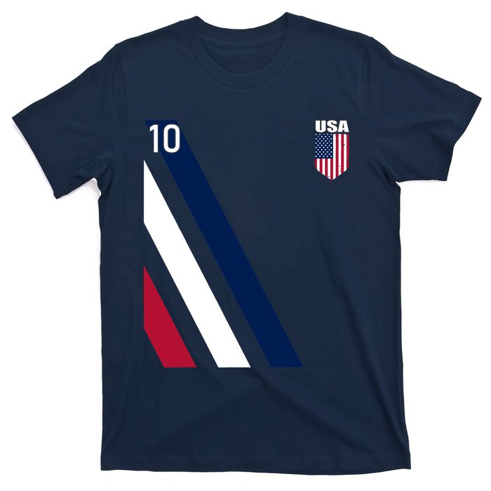 National American Flag Soccer USA Jersey Fan 10 Football USA T-Shirt