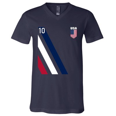 National American Flag Soccer USA Jersey Fan 10 Football USA V-Neck T-Shirt