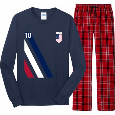 National American Flag Soccer USA Jersey Fan 10 Football USA Long Sleeve Pajama Set