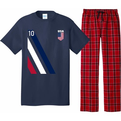 National American Flag Soccer USA Jersey Fan 10 Football USA Pajama Set