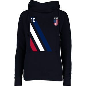 National American Flag Soccer USA Jersey Fan 10 Football USA Womens Funnel Neck Pullover Hood