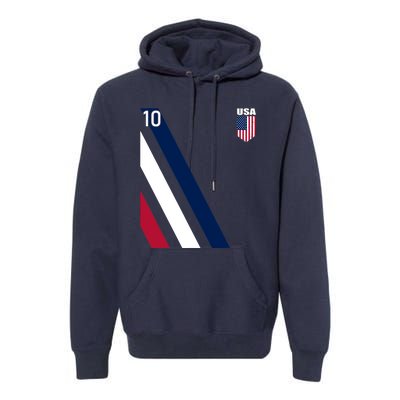 National American Flag Soccer USA Jersey Fan 10 Football USA Premium Hoodie