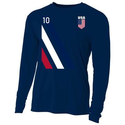 National American Flag Soccer USA Jersey Fan 10 Football USA Cooling Performance Long Sleeve Crew