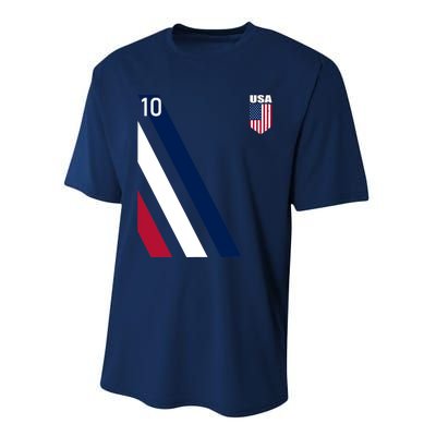 National American Flag Soccer USA Jersey Fan 10 Football USA Performance Sprint T-Shirt