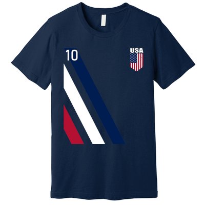 National American Flag Soccer USA Jersey Fan 10 Football USA Premium T-Shirt