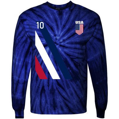 National American Flag Soccer USA Jersey Fan 10 Football USA Tie-Dye Long Sleeve Shirt