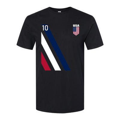 National American Flag Soccer USA Jersey Fan 10 Football USA Softstyle CVC T-Shirt