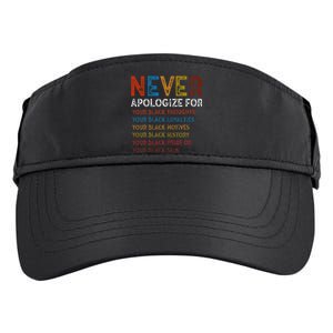 Never Apologize For Your Blackness Black History Adult Drive Performance Visor