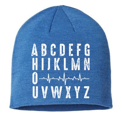 Nurse Abcs Funny Pqrst Ekg Heart Rhythm Gift Sustainable Beanie